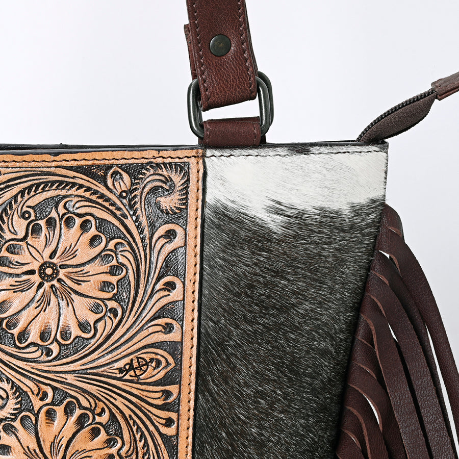 American Darling Tote Hand Tooled Hair on Genuine Leather Western Women Bag Handbag Purse | Travel Bags