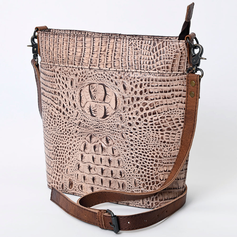 American Darling Crocodile Embossed Western Leather Large Cross body Bag - Uhorse