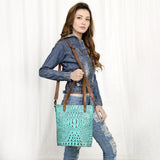 American Darling Tote Crocodile Embossed Genuine Leather Women Bag Western Handbag Purse