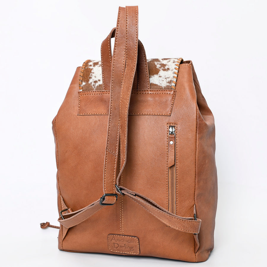 American Darling Western Backpack Purse Handcrafted from Hair-On Cowhide & Genuine Leather | Tooled Strap & Buckle Detail
