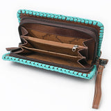 American Darling Western Leather Organizer Crossbody | Hand Tooled Floral Wallet with Buckstitch Lacing & Wristlet