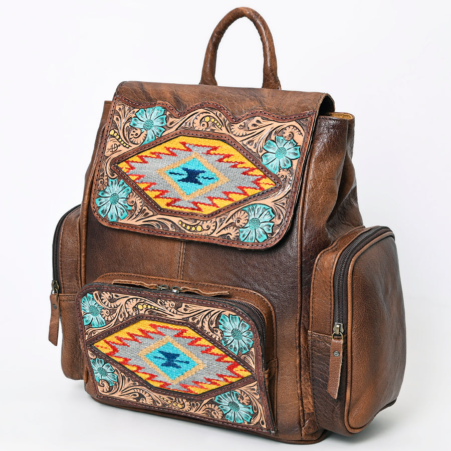 American Darling Saddle Blanket and Tooled Leather Backpack | Western Bag - Uhorse