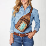 ADBG1151 American Darling Sling Hand Tooled Crocodile embossed Genuine