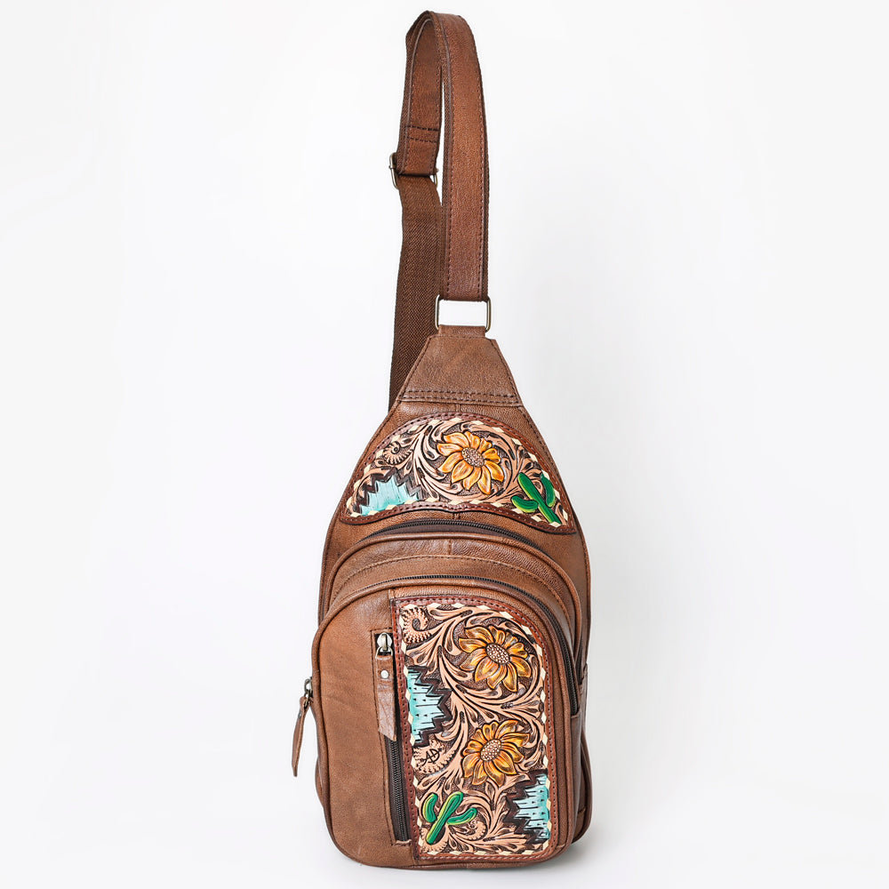 American Darling ADBG1153 Sling Hand Tooled Genuine Leather women bag western handbag purse