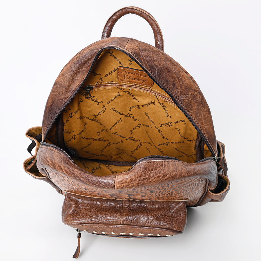 American Darling Western Backpack Purse Handcrafted from Crocodile Embossed Genuine Leather | Buckstitch Detail & Multi-Pocket Design
