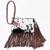 American Darling Western Wristlet Clutch Purse Handcrafted from Hair-On Cowhide & Genuine Leather | Large Fringe Detail