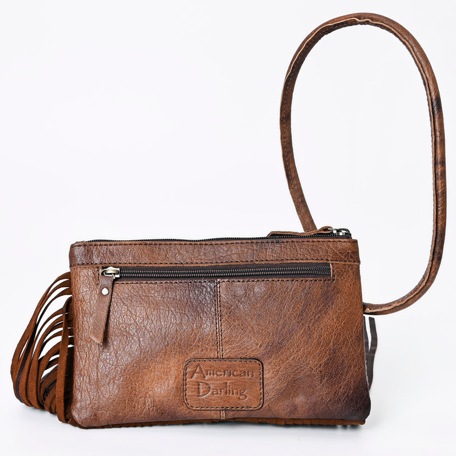 American Darling Western Wristlet Clutch Purse Handcrafted from Hair-On Cowhide & Genuine Leather | Large Fringe Detail