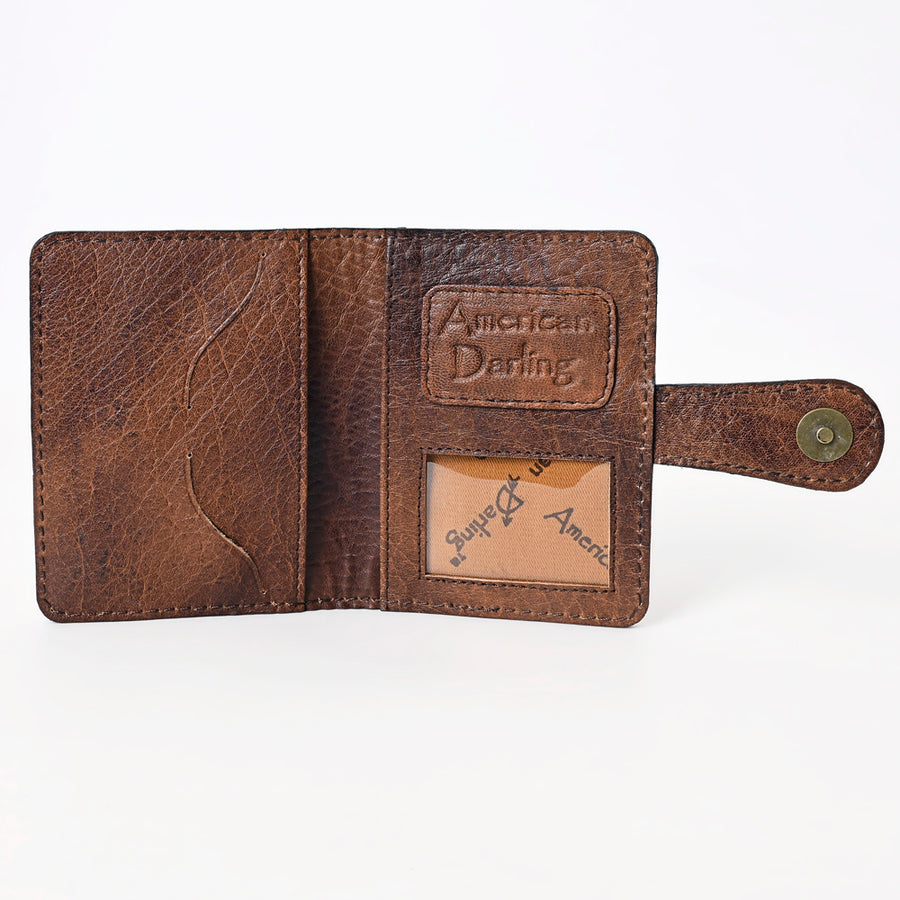 American Darling Western Wallet Handcrafted from Tooled Leather | Sunflower Carved with Mosaic Inlay & Snap Closure