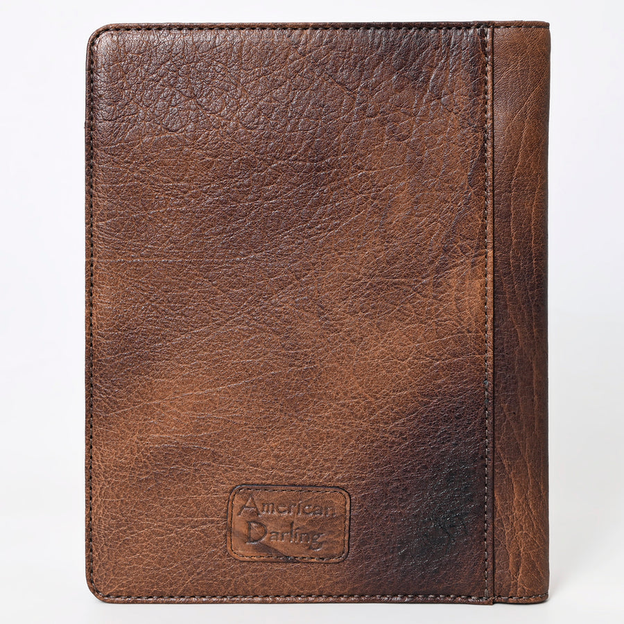 American Darling Western Tablet Sleeve Handcrafted from Tooled Leather & Saddle Blanket | Floral Carved Portfolio Case for Women
