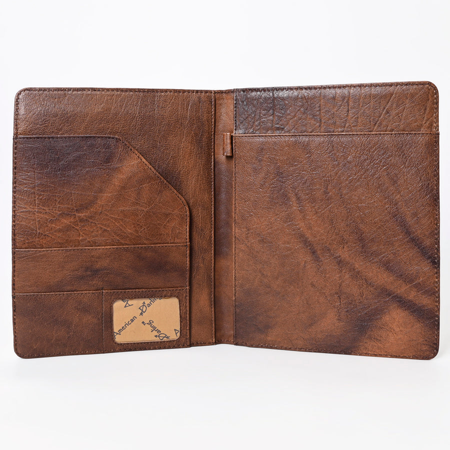 American Darling Western Tablet Sleeve Handcrafted from Tooled Leather & Saddle Blanket | Floral Carved Portfolio Case for Women
