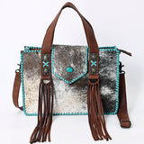 American Darling Western Tote Bag Handcrafted from Hair-On Cowhide & Genuine Leather | Concho Detail & Fringe