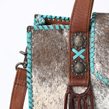 American Darling Western Tote Bag Handcrafted from Hair-On Cowhide & Genuine Leather | Concho Detail & Fringe