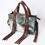 American Darling Western Tote Bag Handcrafted from Hair-On Cowhide & Genuine Leather | Concho Detail & Fringe