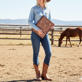 ADBG1169 American Darling Portfolio Bag Hand Tooled Genuine Leather