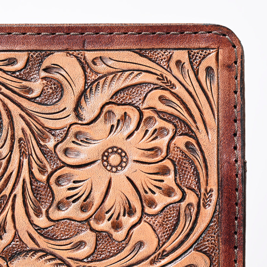 American Darling Western Portfolio Case Handcrafted from Hand Tooled Genuine Leather | Floral Carved Tablet Sleeve for Women