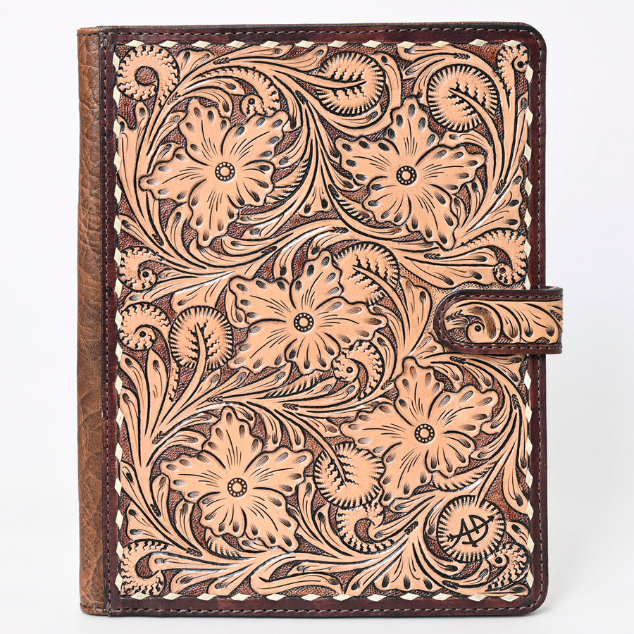 American Darling Western Tablet Sleeve Handcrafted from Hand Tooled Genuine Leather | Floral Carved Portfolio Case with Snap Closure