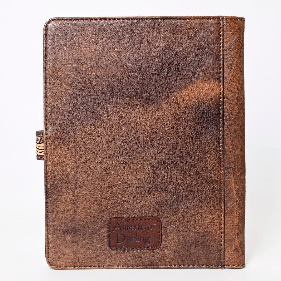 American Darling Western Tablet Sleeve Handcrafted from Hand Tooled Genuine Leather | Floral Carved Portfolio Case with Snap Closure