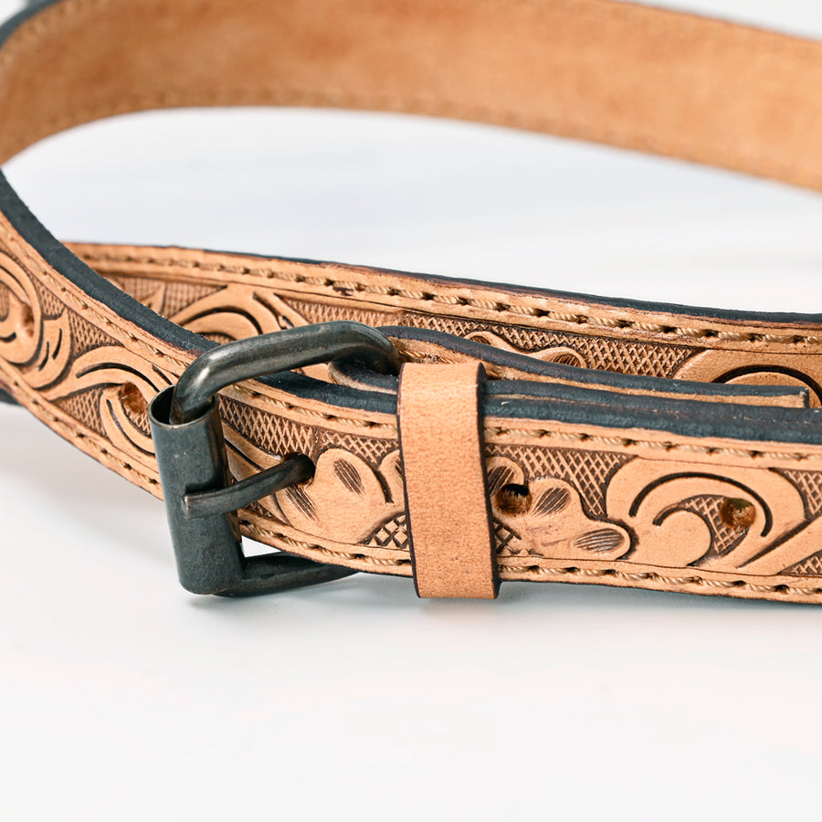 American Darling Western Clear Bag with Long Leather Fringe | Hand Tooled Floral Leather Trim & Carry Handle