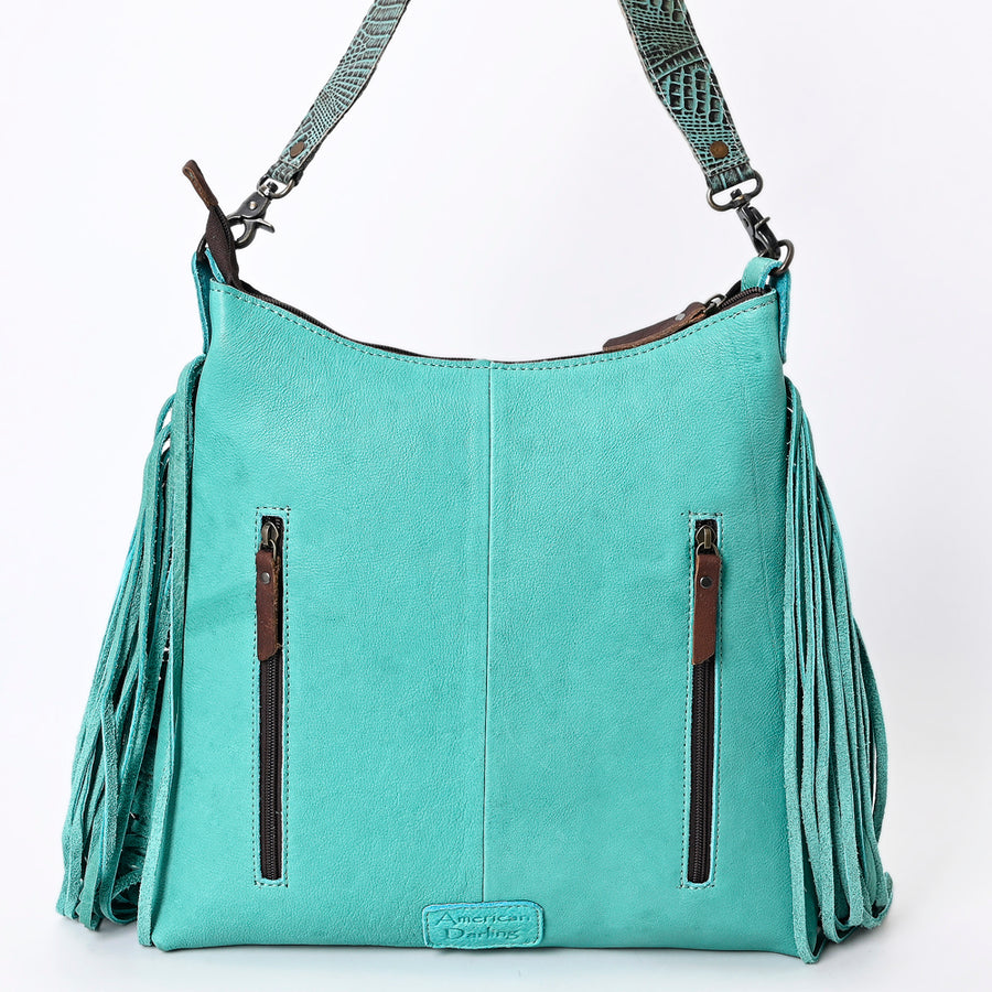 American Darling Western Hobo Bag Handcrafted from Crocodile Embossed Genuine Leather | Long Fringe & Multi-Pocket Design