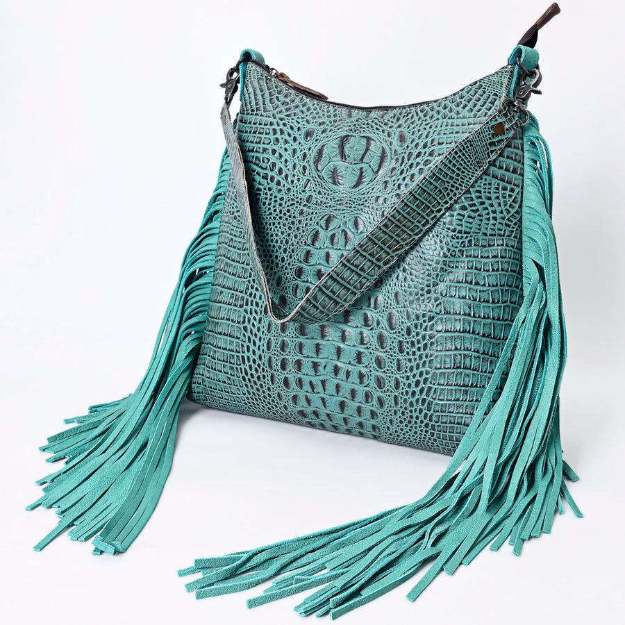 American Darling Crocodile Embossed Hobo Bag | Western Fringe Purse - Uhorse