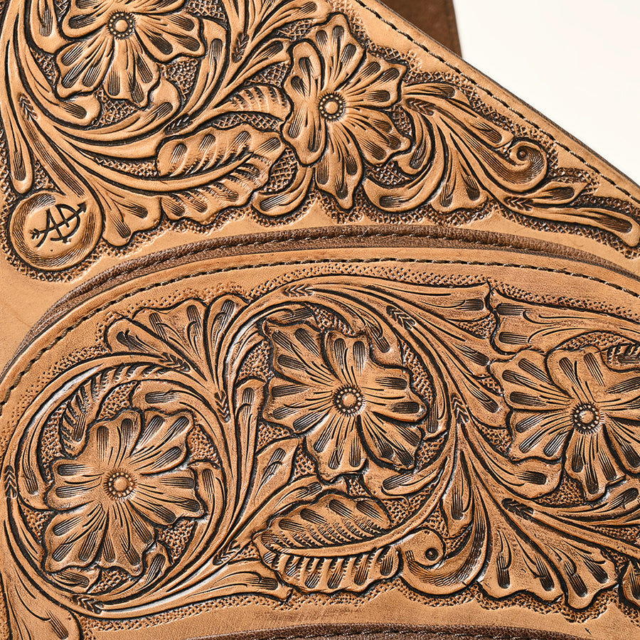 American Darling Western Sling Backpack Handcrafted from Hand-Tooled Genuine Leather | Floral Carved with Multiple Zipper Pockets for Travel