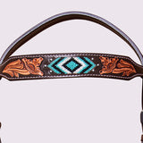 HILASON Western Horse Floral Breast Collar Headstall Genuine Leather Brown