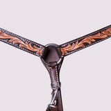 HILASON Western Horse Floral Breast Collar Headstall Genuine Leather Brown