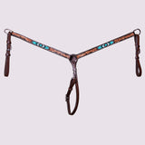 HILASON W. H. Floral Breast Collar Headstall Genuine Leather Brown – by Hilason – Cowboy and equestrian accessories