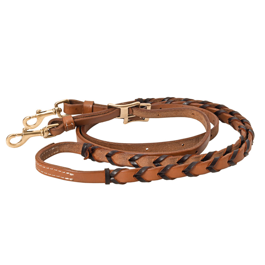 Hilason Western Horse American Leather Laced Barrel Roper Reins Brown - Uhorse
