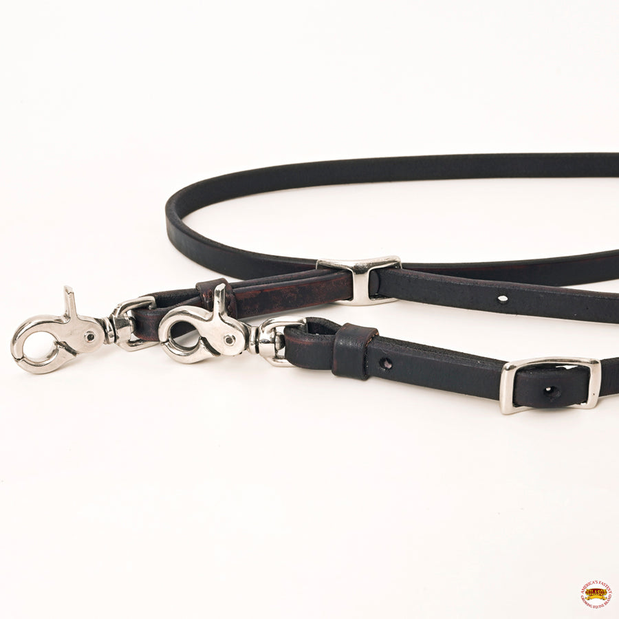 HILASON Western Horse American Leather Flat Roper Reins Dark Brown | Barrel Racing Roping for Horses