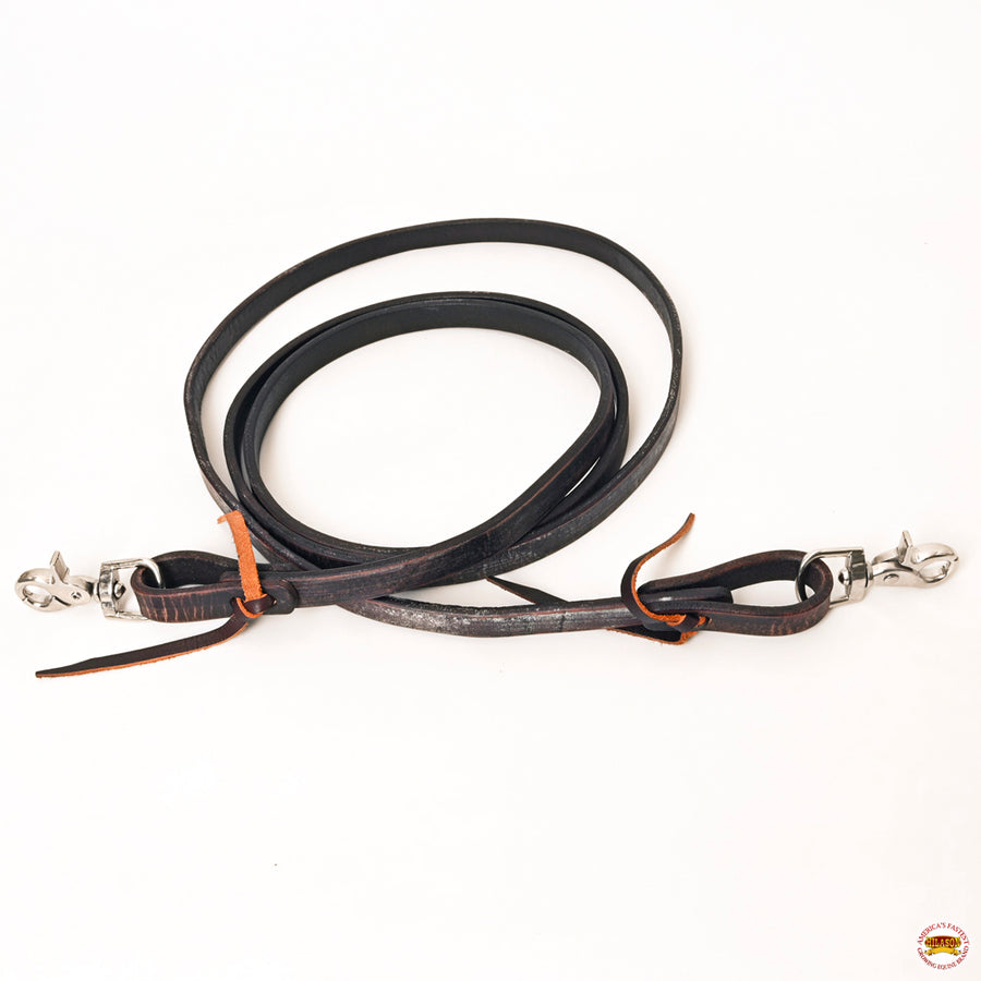 HILASON Western Horse American Leather Latigo Ends Roper Reins, Dark Brown | Reins Barrel Racing Roping for Horses