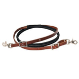 HILASON Western Horse American Leather Barrel Roper Reins Brown & Black | Roper Reins | Horse Reins | Barrel Reins | Barrel Racing Reins | Leather Roping Reins | Roping Reins for Horses