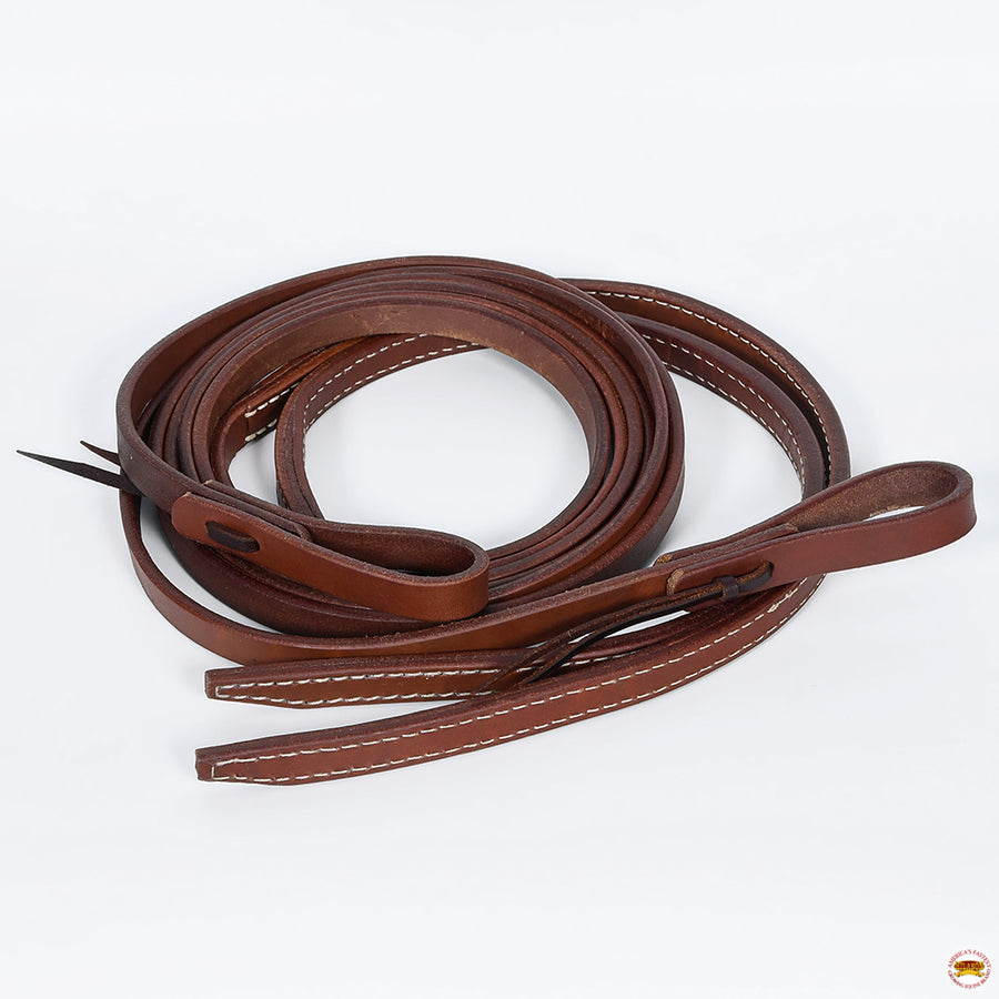 HILASON Western Horse American Leather Flat Reins Dark Brown | Roper Barrel Racing Roping for Horses