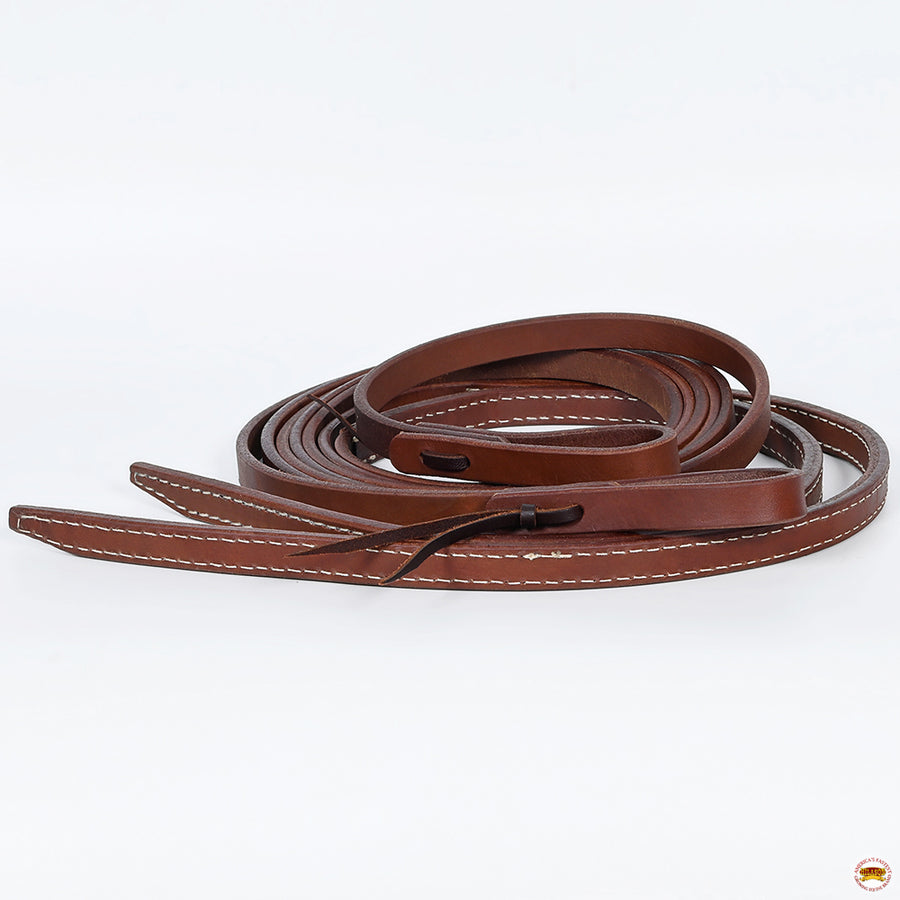 HILASON Western Horse American Leather Flat Reins Dark Brown | Roper Barrel Racing Roping for Horses