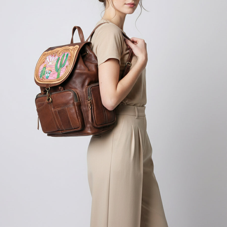 American Darling Backpack Hand Tooled Genuine Leather Western Women Bag | for Laptop School Purse Travel