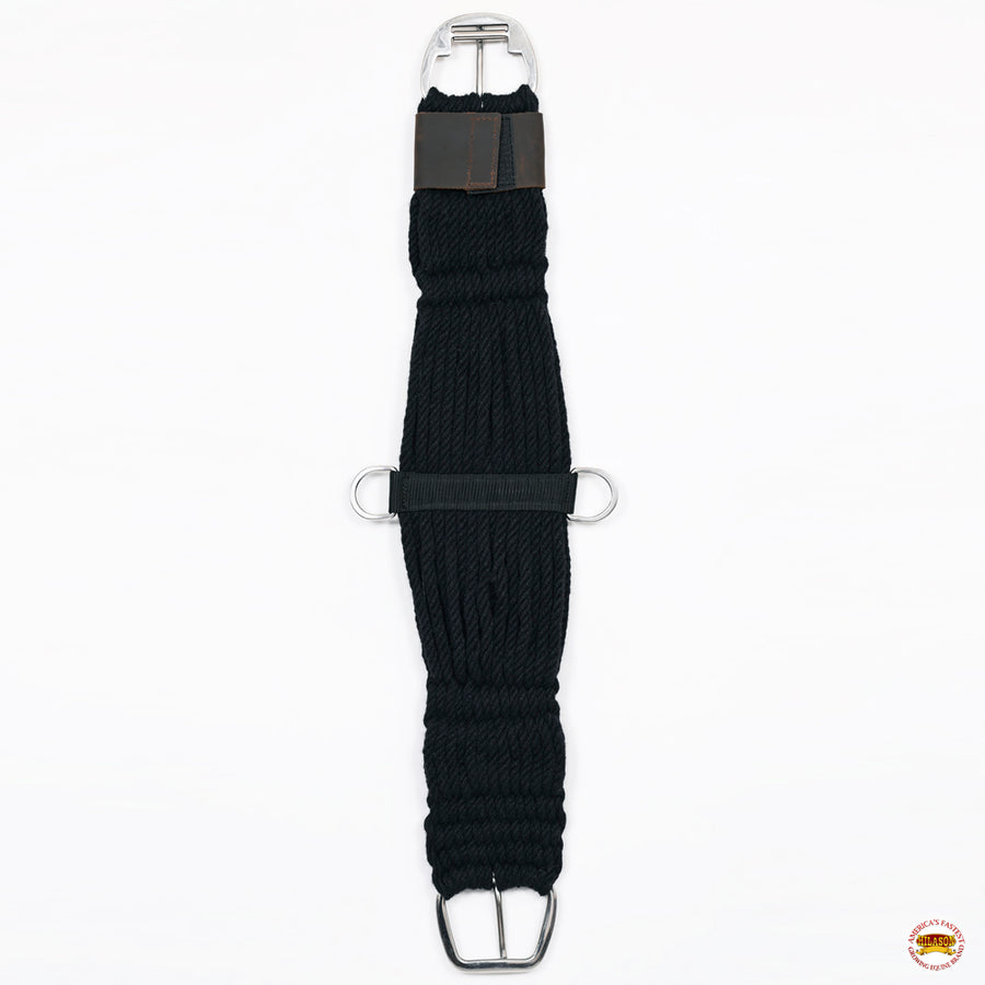 HILASON Horse Western 27 Strand Double Weave Black Roper Cinch | Girth Strap for Horses Back Saddle