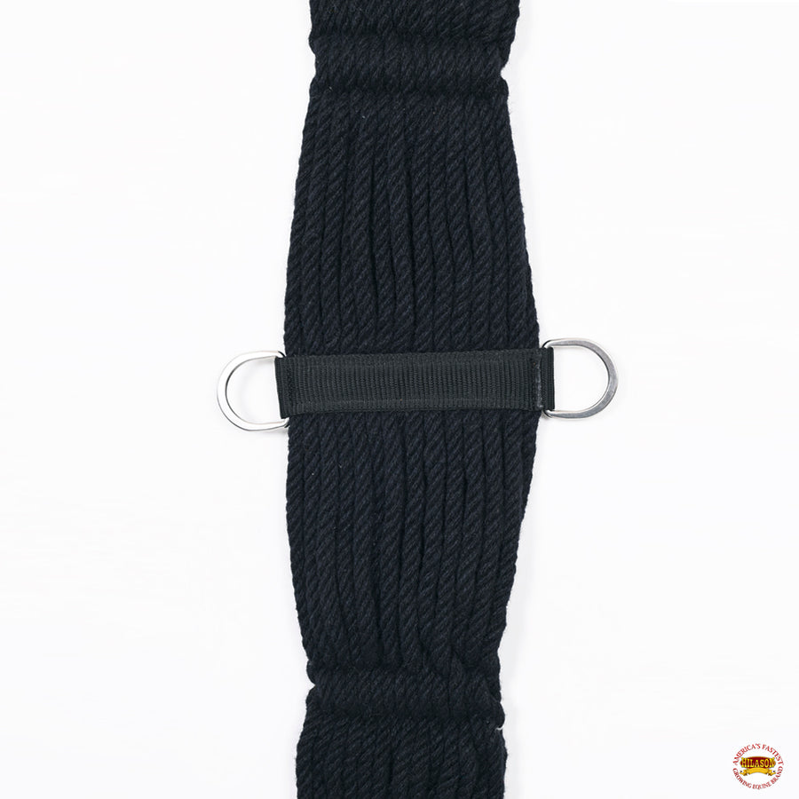 HILASON Horse Western 27 Strand Double Weave Black Roper Cinch | Girth Strap for Horses Back Saddle