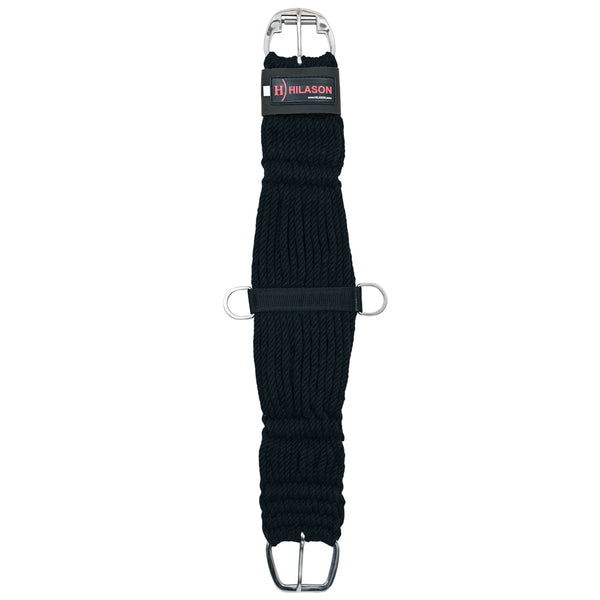 HILASON Horse Western 27 Strand Double Weave Black Roper Cinch - Uhorse