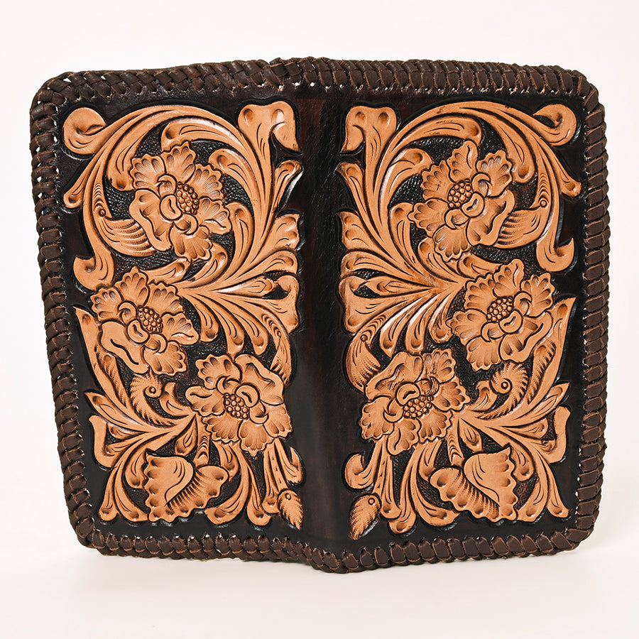 American Darling Hand Tooled Floral Carved Genuine Leather Clutch Bag Vegetable-Tanned Eco-Friendly Western Everyday