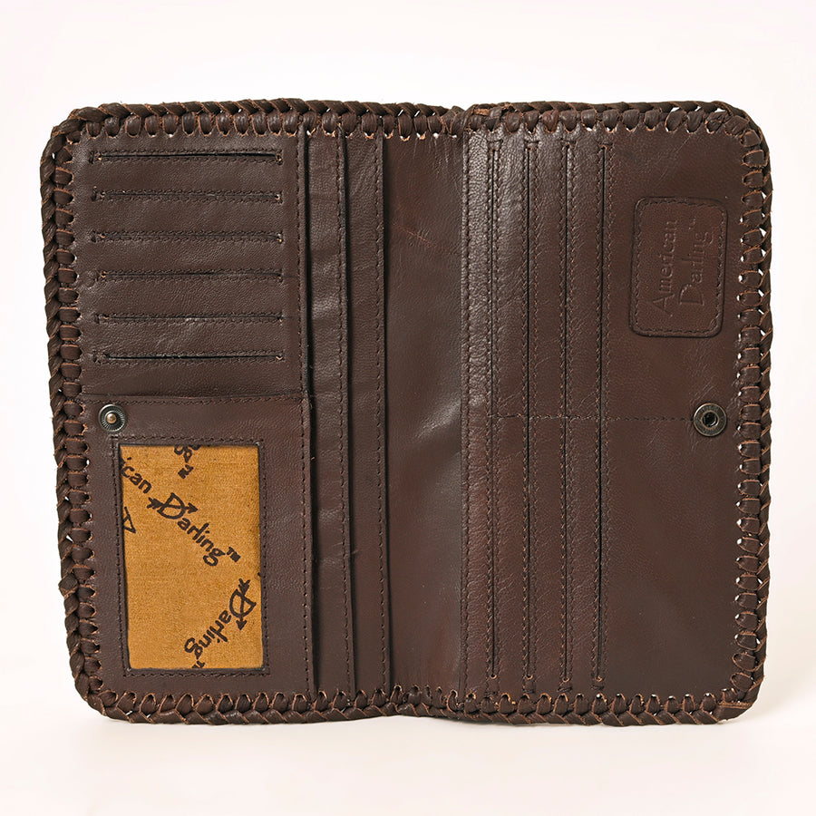 American Darling Hand Tooled Floral Carved Genuine Leather Clutch Bag Vegetable-Tanned Eco-Friendly Western Everyday