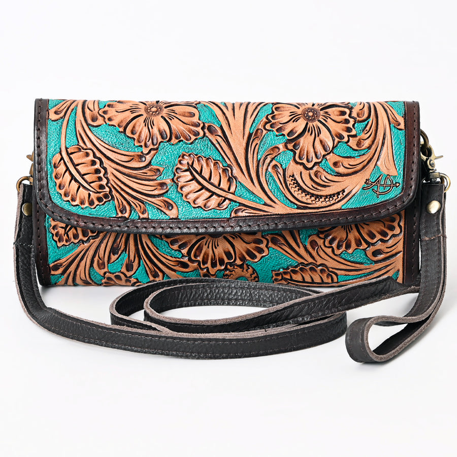 American Darling Hand Tooled Floral Carved Genuine Leather Small Cross body Bag Vegetable-Tanned Eco-Friendly Western Everyday