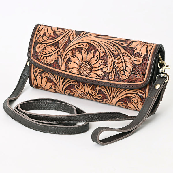 American Darling Hand Tooled Floral Carved Genuine Leather Small Cross body Bag - Uhorse