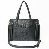 American Darling Tote Crocodile Embossed Genuine Leather Women Bag W.