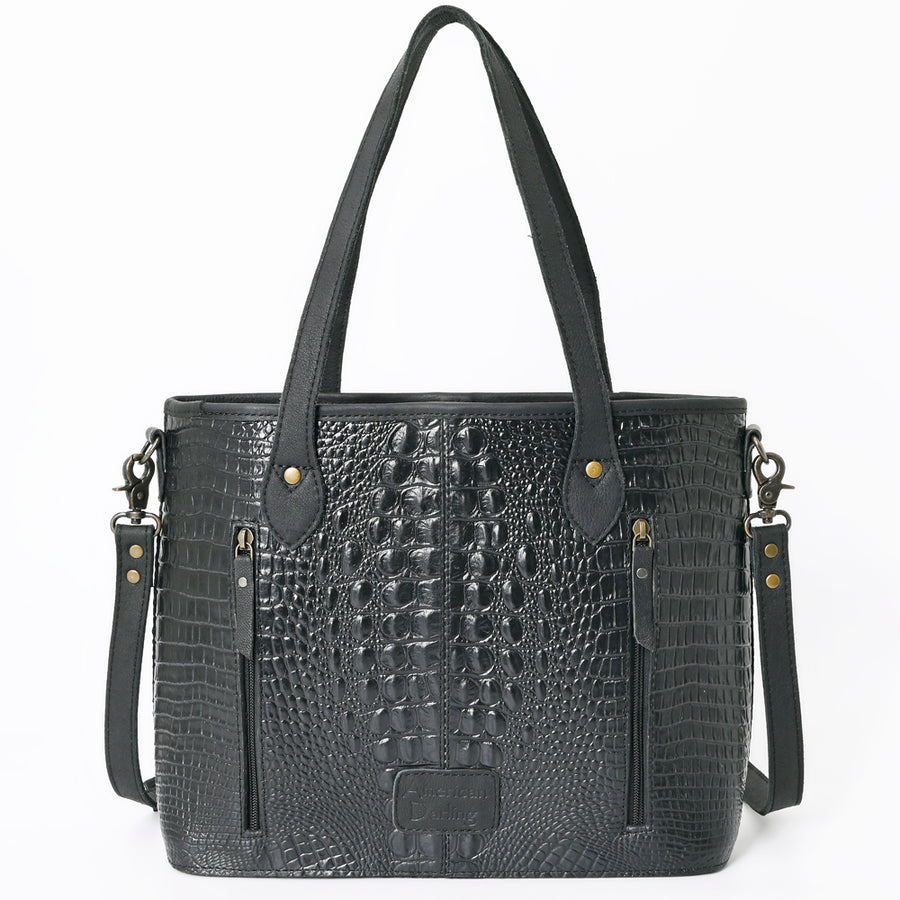 American Darling Tote Crocodile Embossed Genuine Leather Western Women Bag Handbag Purse | Travel Bags College Casual for