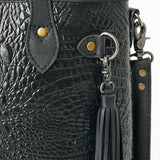 American Darling Tote Crocodile Embossed Genuine Leather Women Bag W.