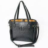 American Darling Tote Crocodile Embossed Genuine Leather Women Bag W.