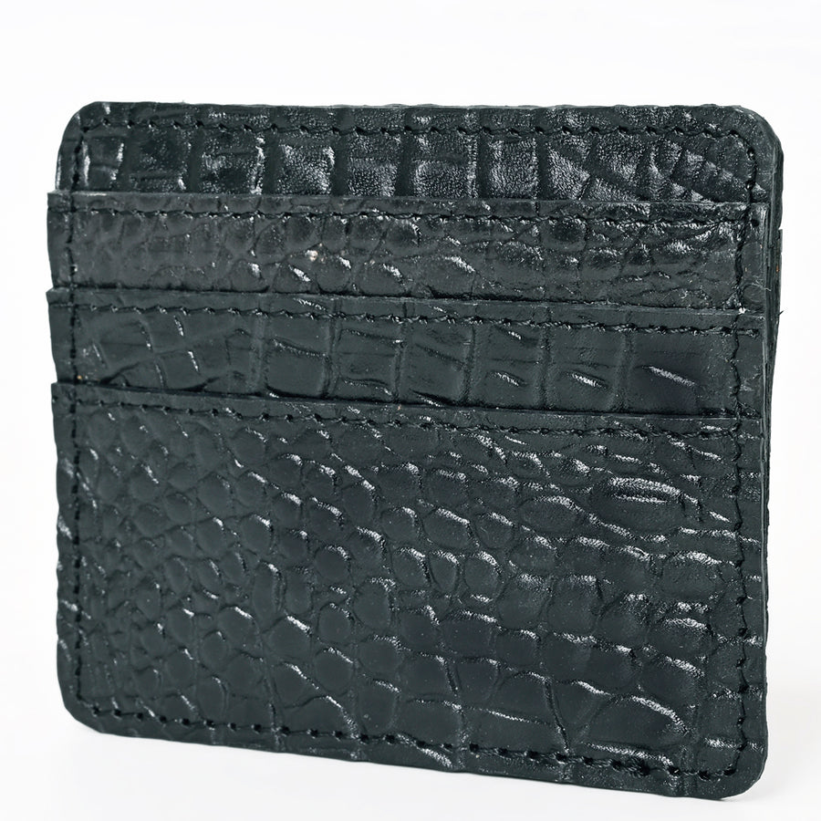 American Darling Crocodile Embossed Leather Card Holder | Slim Western Wallet - Uhorse