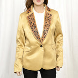 Genuine leather Hand tooled hand carved Women Blazer dress jacket ladies Girl