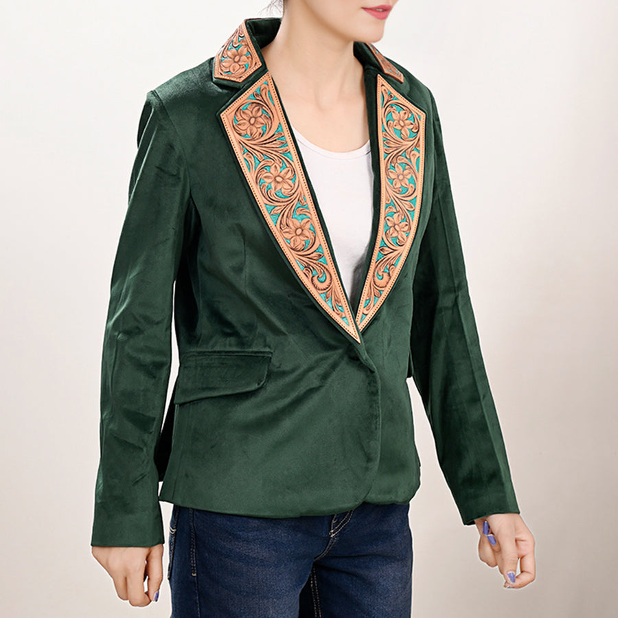 American Darling Genuine leather Hand tooled carved Women Blazer dress jacket | Vintage