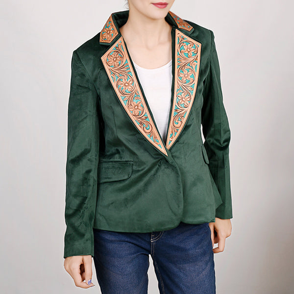 ADBZ024 Genuine leather Hand tooled hand carved Women Blazer dress by Hilason – Cowboy and equestrian accessories
